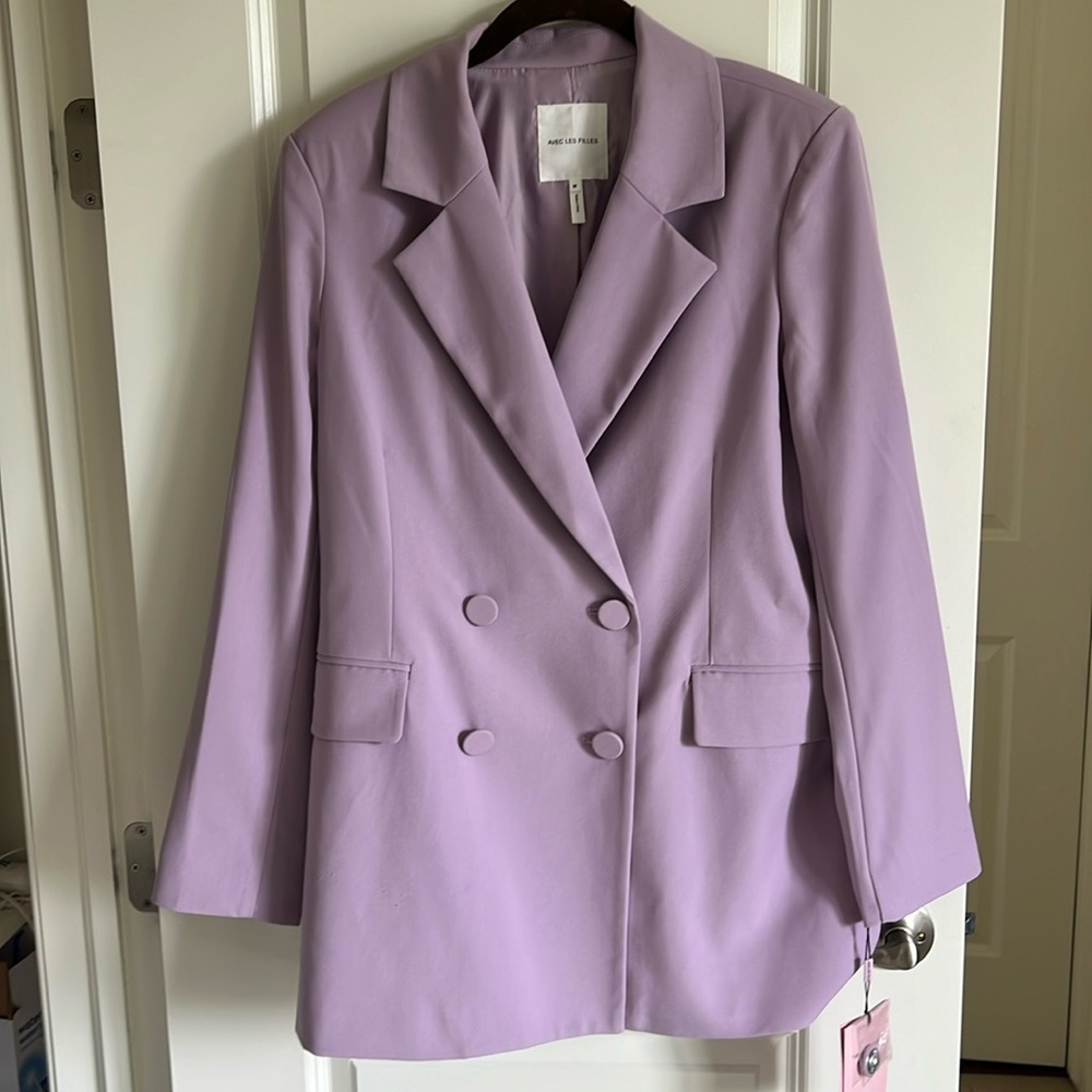 Avec Les Filles Lillac Double Breasted Blazer Size M NWT